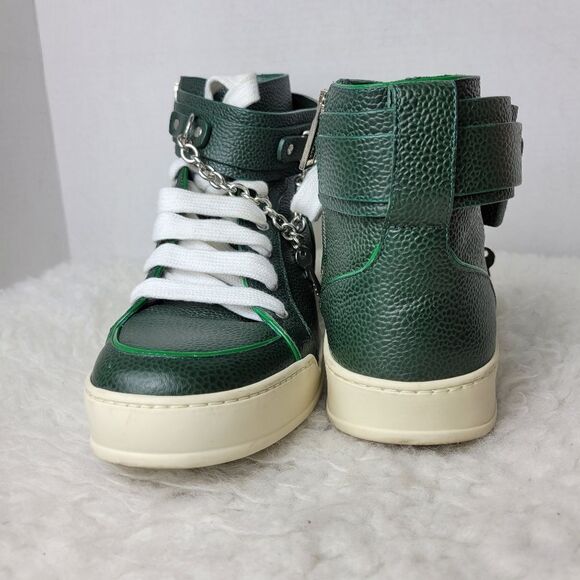 Dsquared2 Mens High Top Sneaker Size 9 Green Pebble  Leather Lock And Key Front - Picture 8 of 12